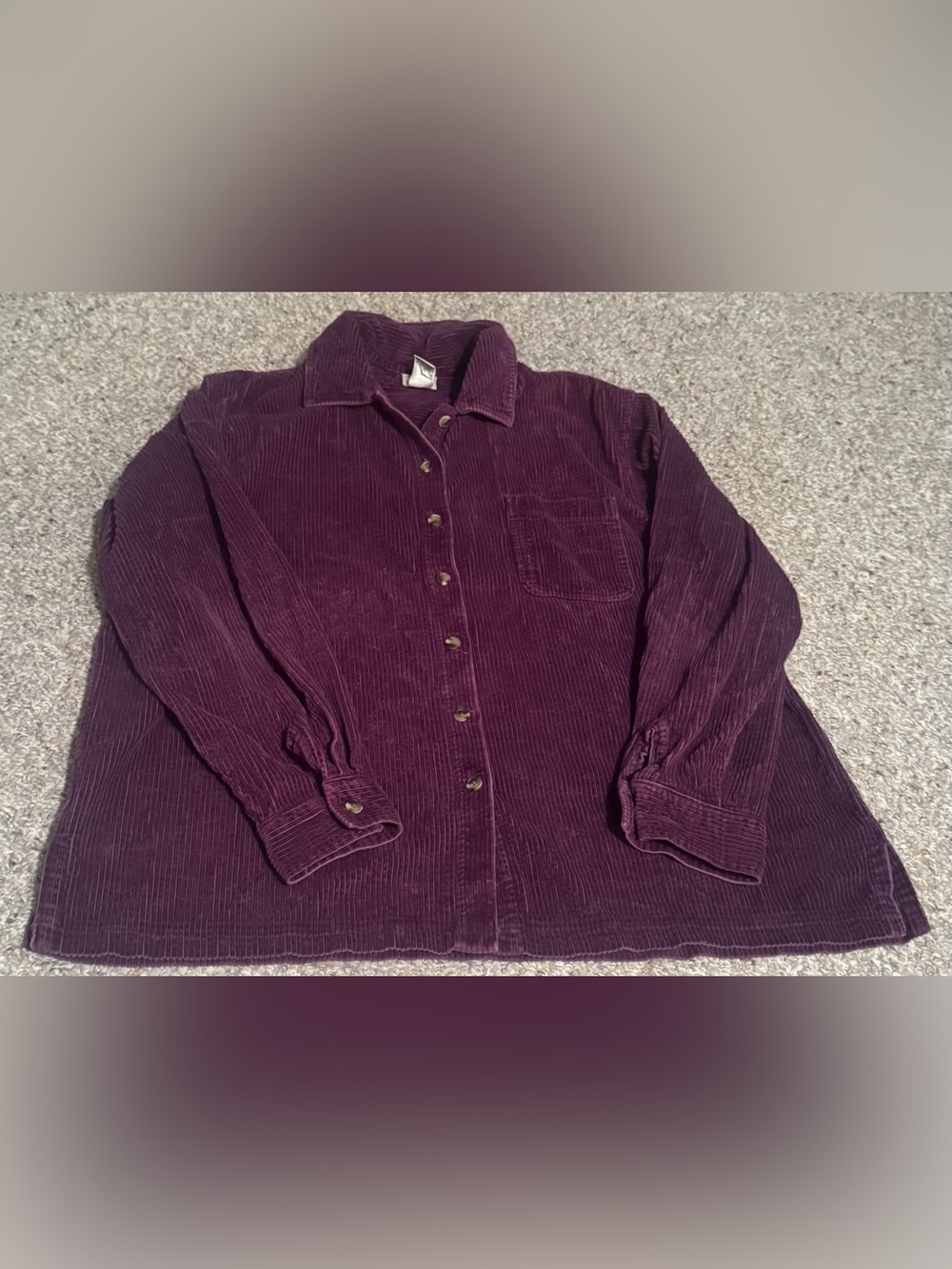 Vintage 90’s L.L. Bean Women’s XL Thick Courduroy Wide Wale Button Top Purple